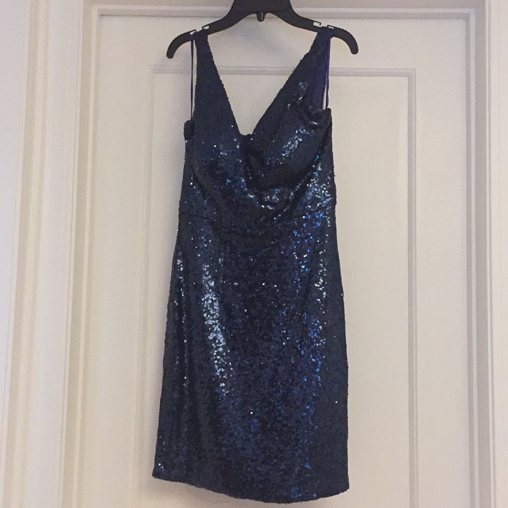 Blue sequin mini dress. Size 8 (fits size 2-4)